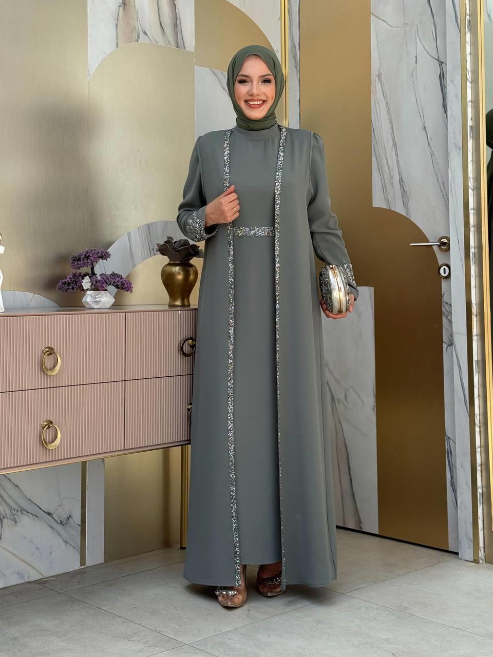 Taşlı Yelekli Takım Mint