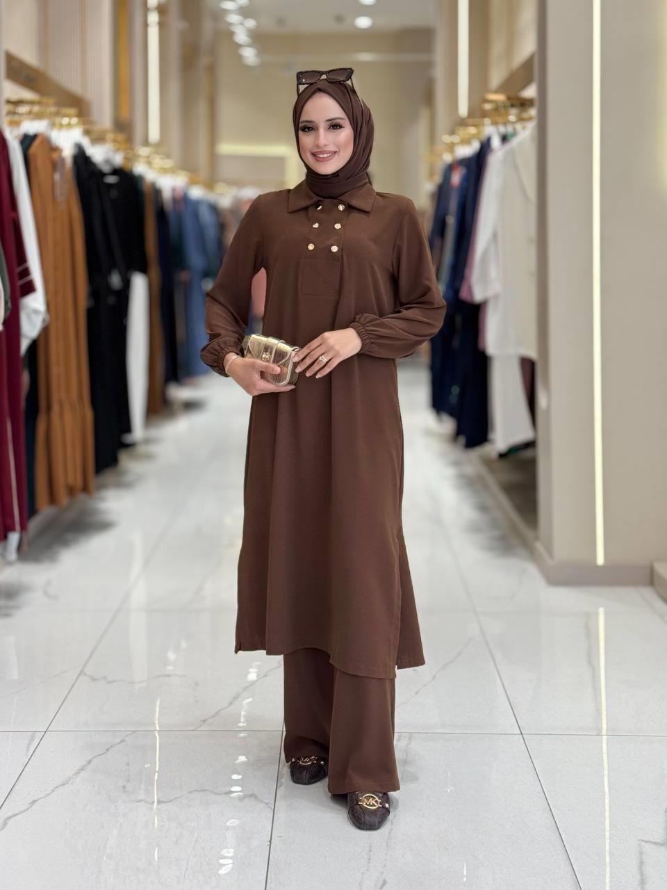 Tunik Pantolon İkili Takim Kahverengi 