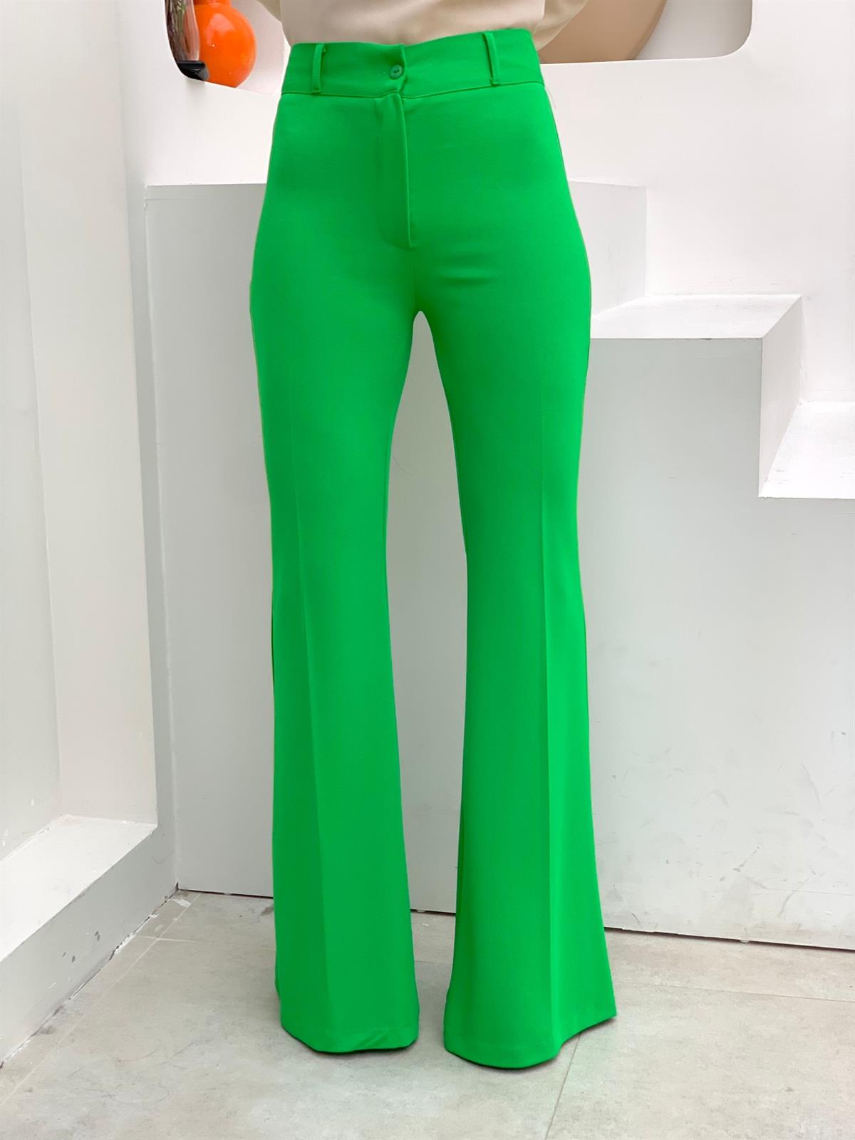 Yeşil İspanyol Paça Pantolon