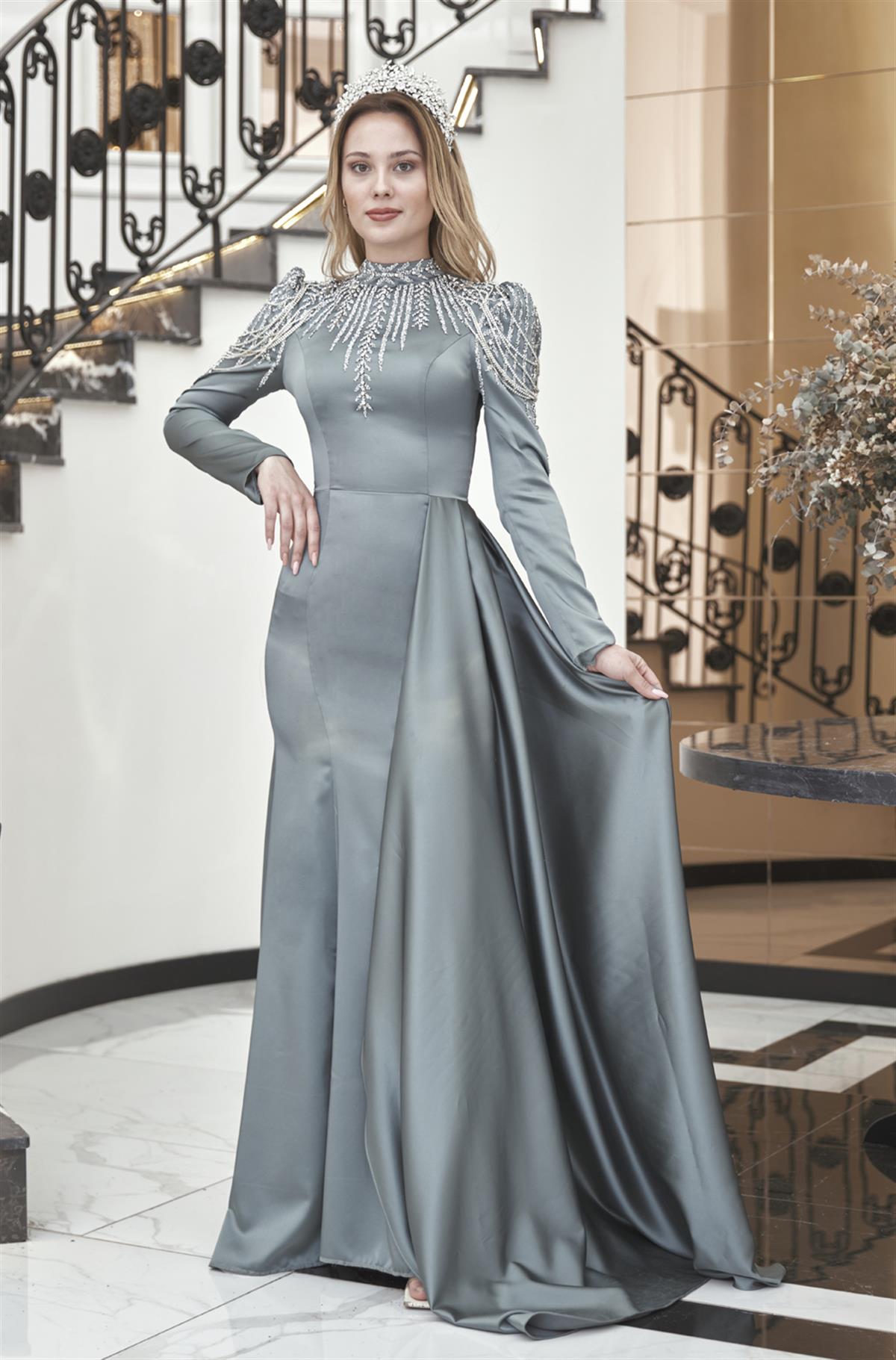 Zehra Tesettür Abiye Mint