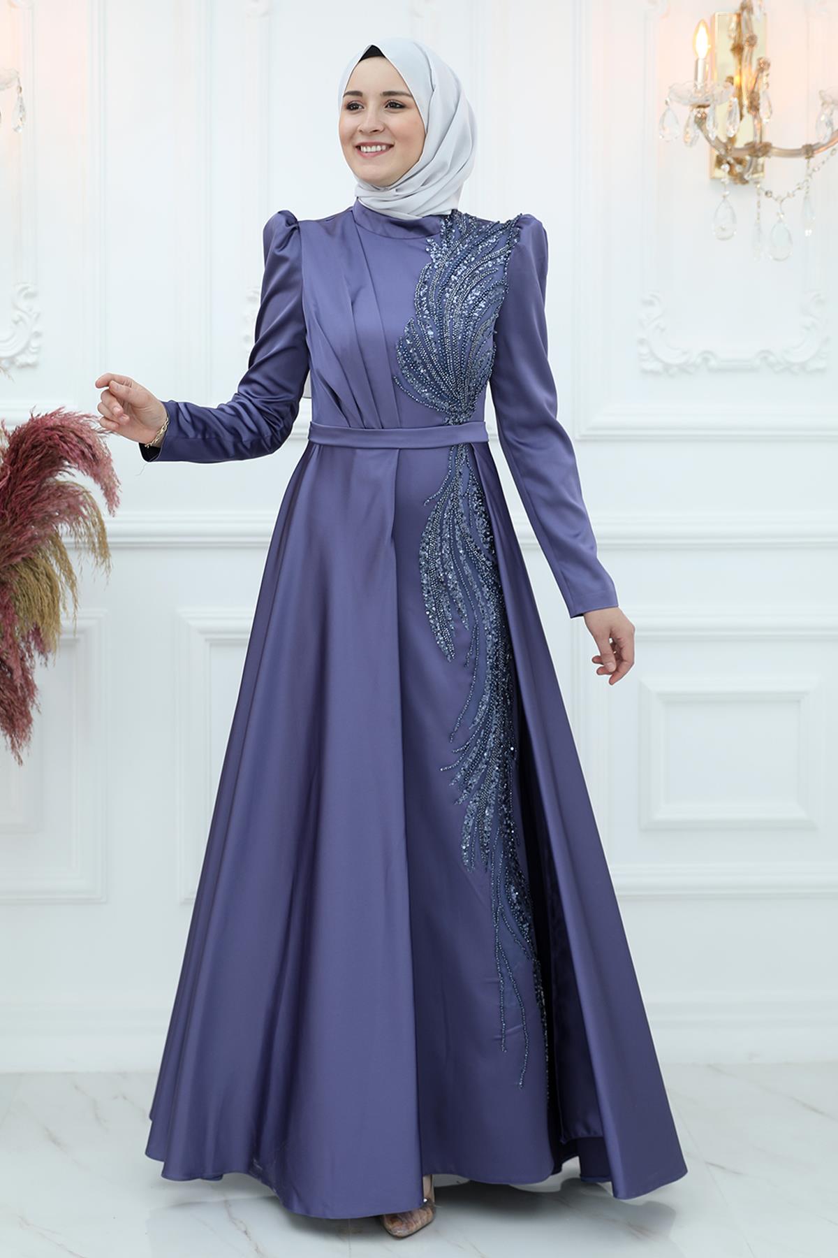 Arya Saten Abiye İndigo