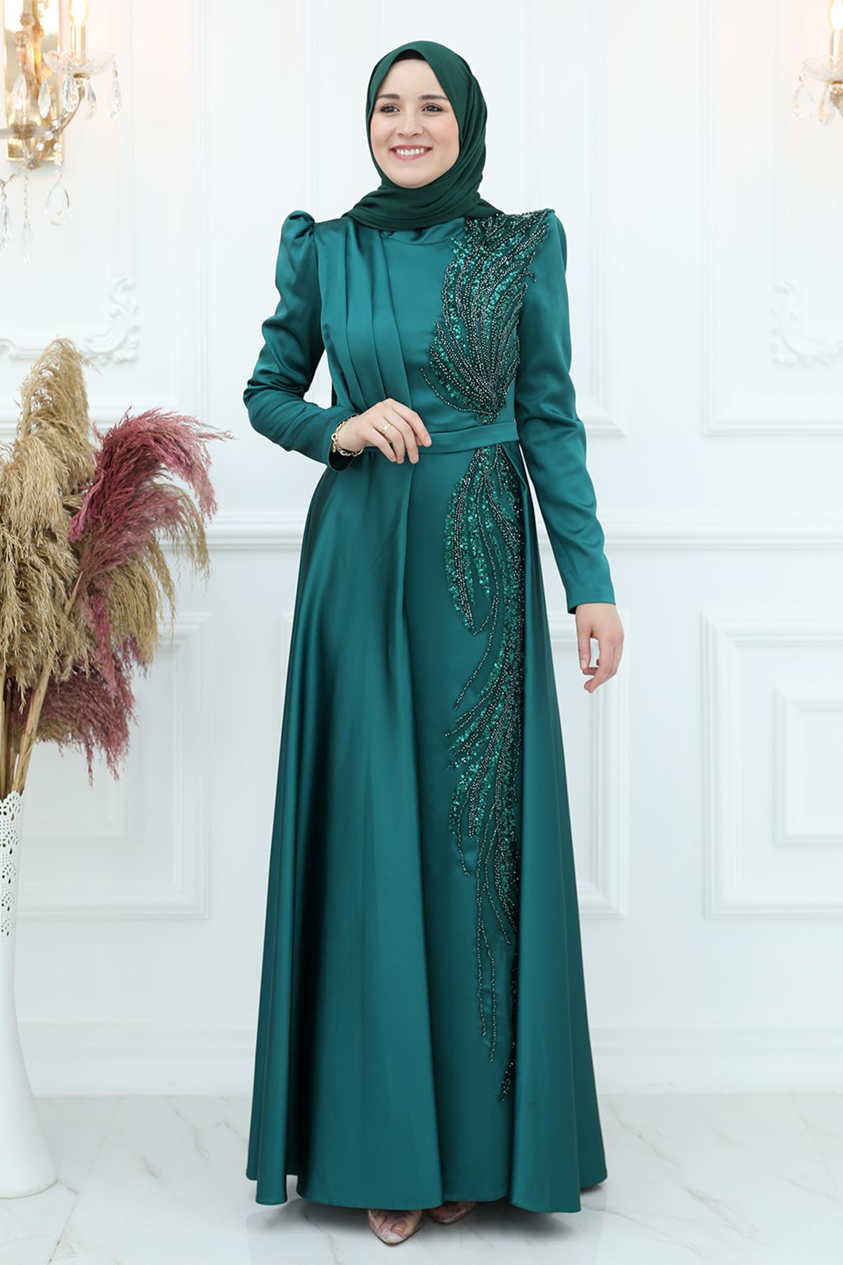 Arya Saten Abiye Zümrüt