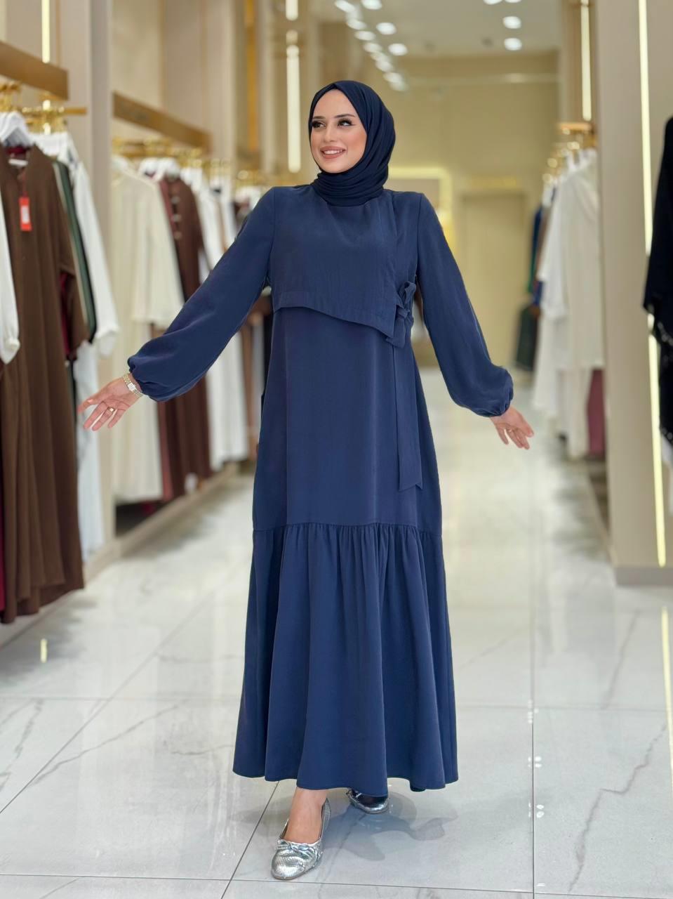 Bağlama Detaylı Elbise Lacivert