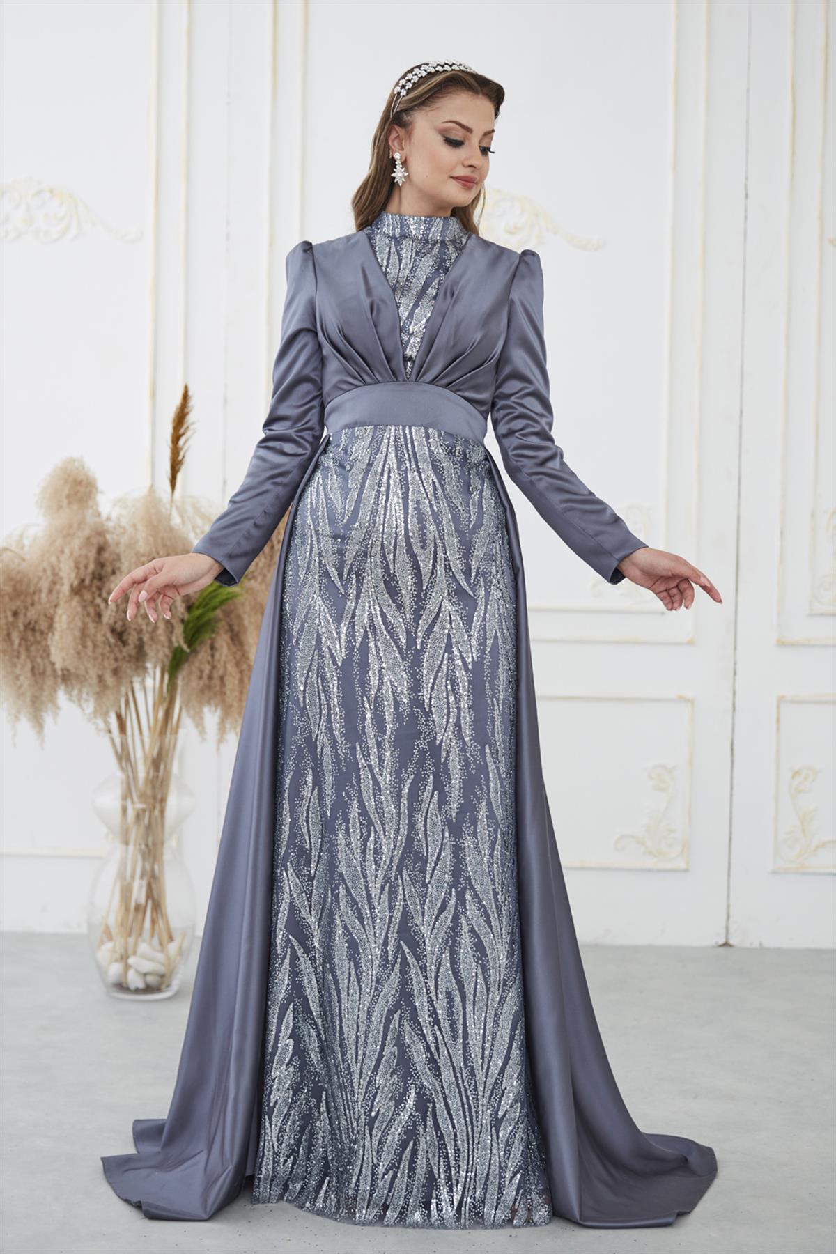 Bella Tesettür Abiye Antrasit