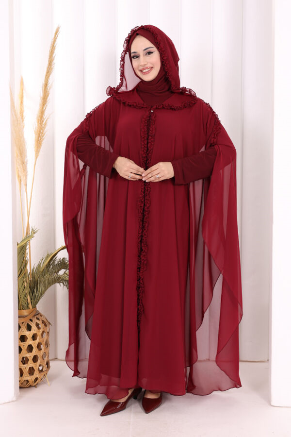 Bordo Abiye Elbise Takim