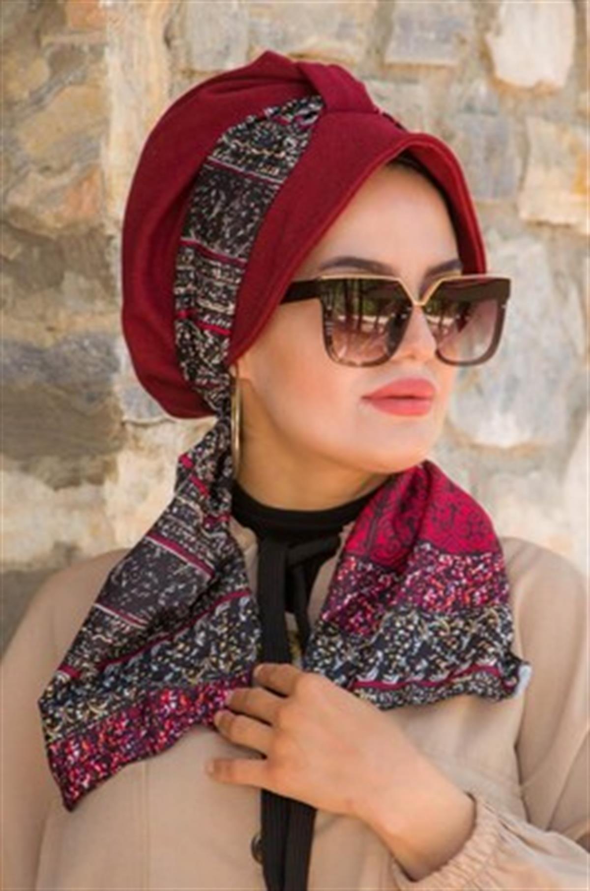 Bordo Puanlı Şapka Bone