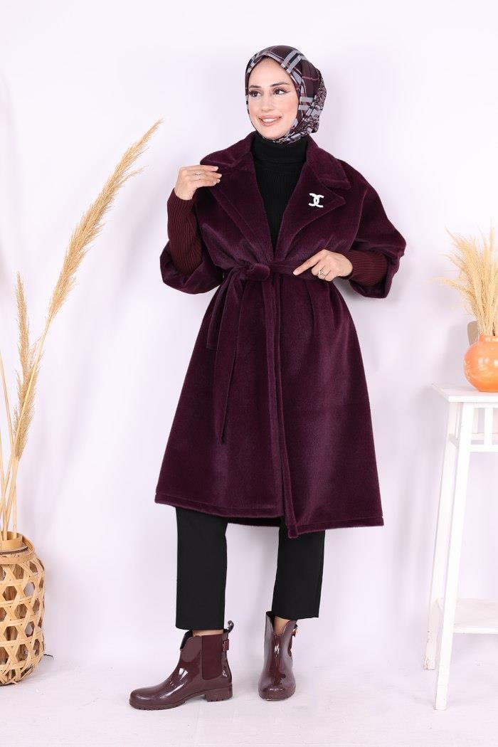 Bronş Detaylı Kap Mor