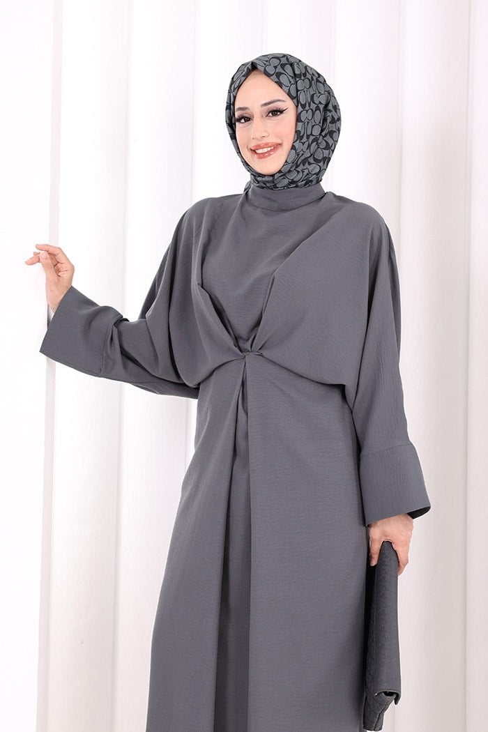 Çapraz Bağlamali Elbise Antrasit