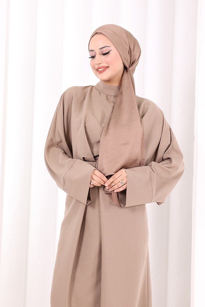 Çapraz Bağlamali Elbise Vizon