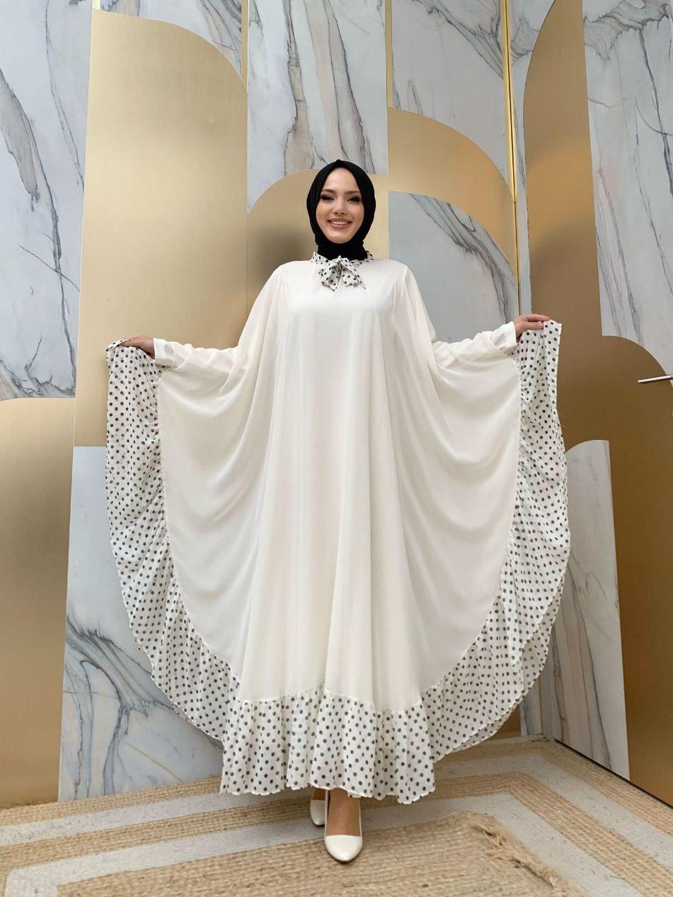 Ekru Pelerinli Elbise Takim