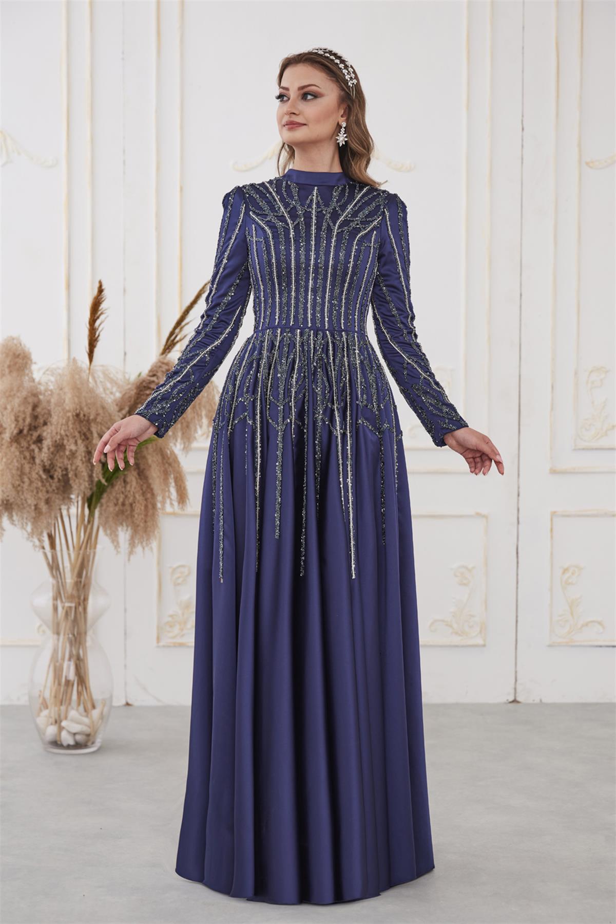 Emma Tesettür Abiye Lacivert