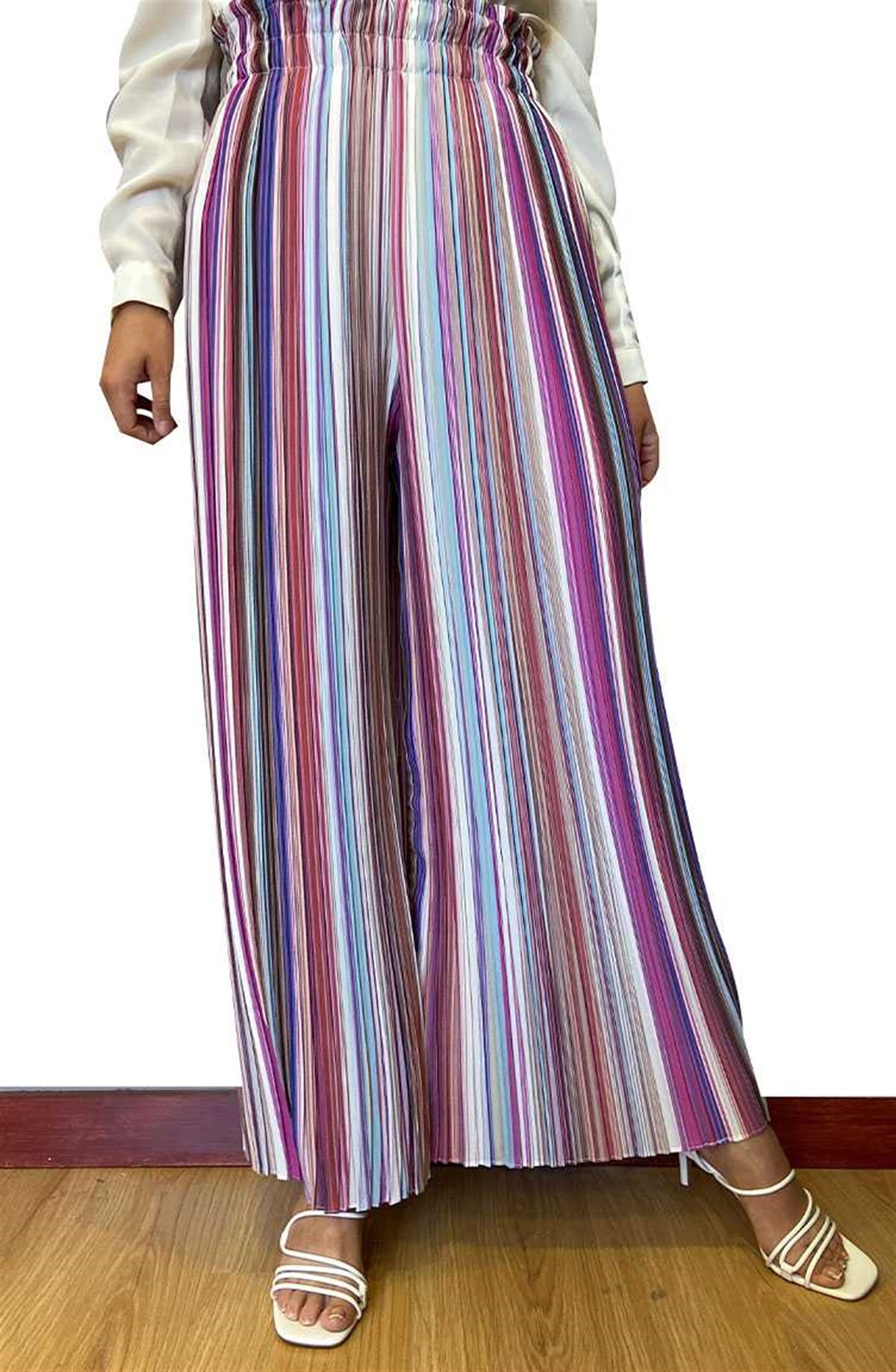 Fuşya Çizgili Pantolon