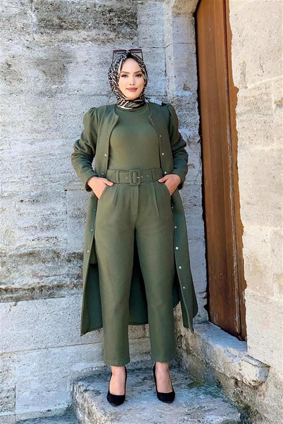 Haki Balıkçı Yaka Triko Kazak 