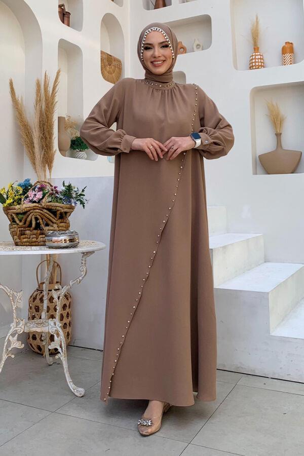 İncili Elbise Vizon