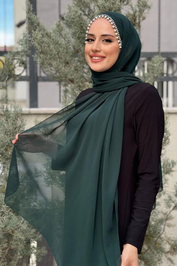 İncili Şifon Şal Bordo 