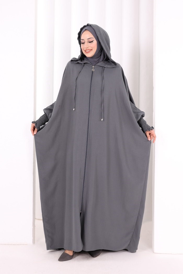 Kapüşonlu Ferace Gri
