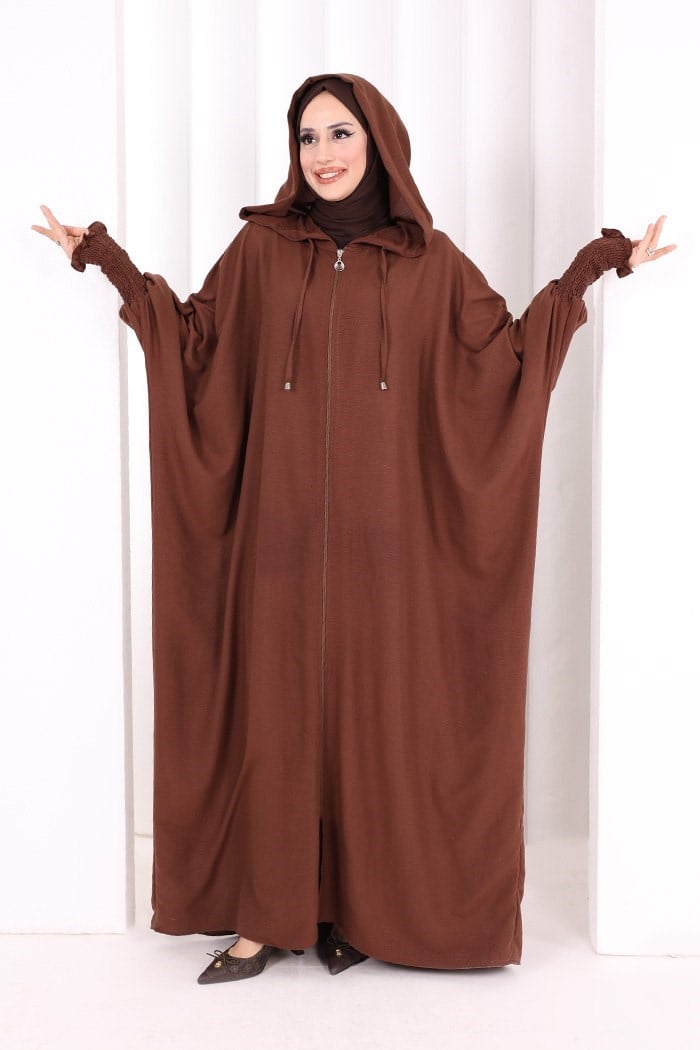 Kapüşonlu Ferace Kahverengi