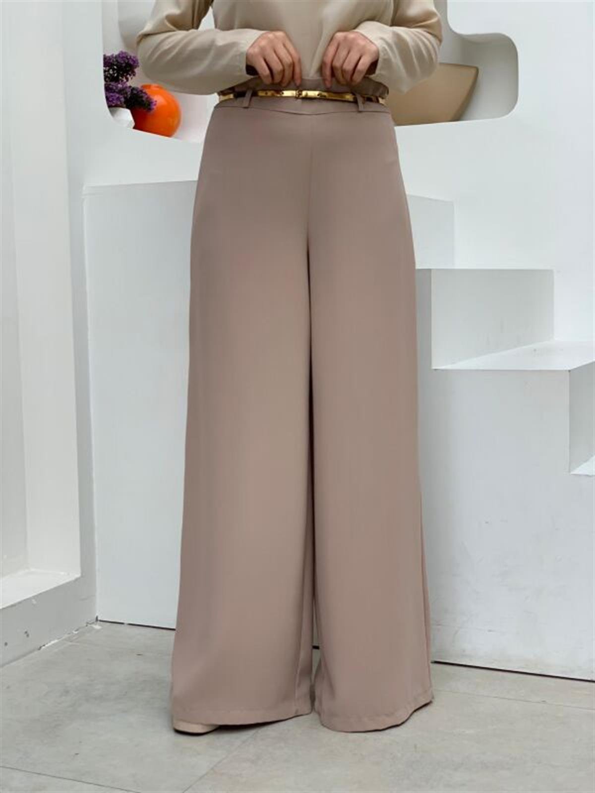 Kemer Aksesuarlı Pantolon Vizon