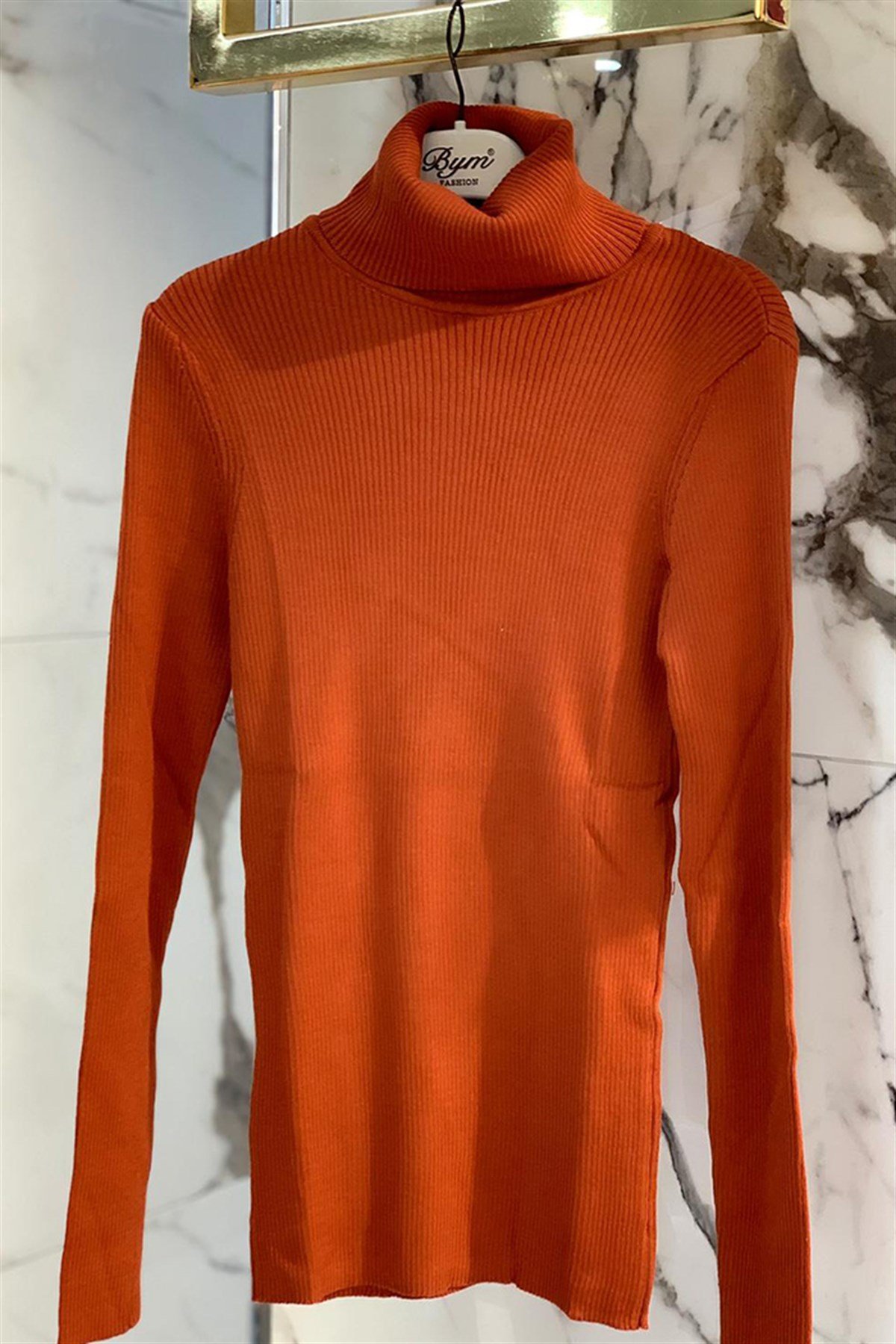 Kiremit Balıkçı Yaka Triko Kazak 