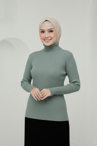 Mint Balıkçı Yaka Triko Kazak 