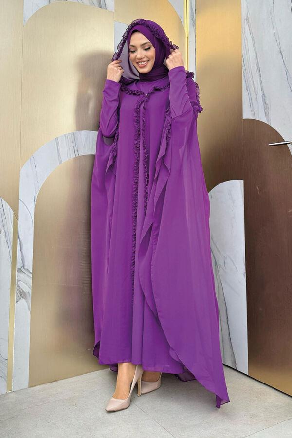 Mor Abiye Elbise Takim