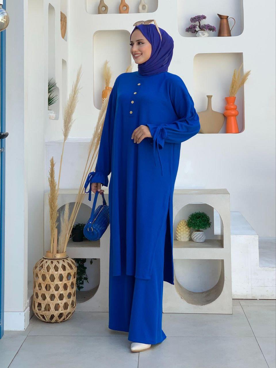 Örme Tunik ve Pantolon İkili Takım Saks