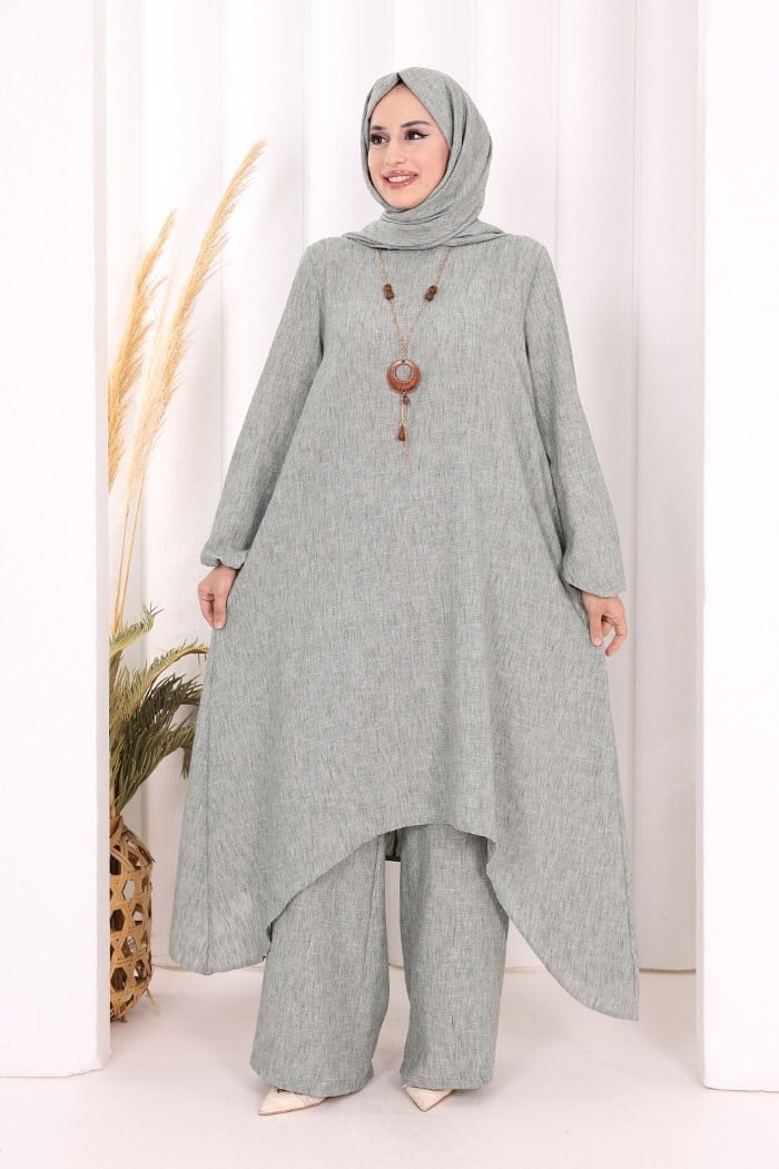 Pantolon Tunik Sal Takım Mint