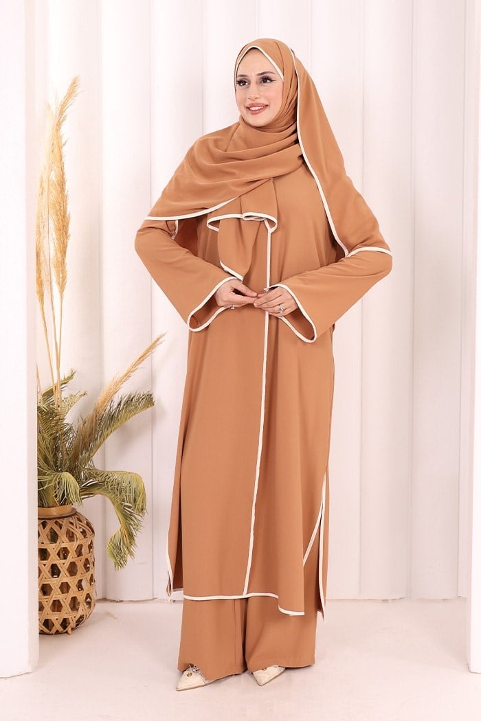 Pantolon Tunik Ve Şal Takım Taba