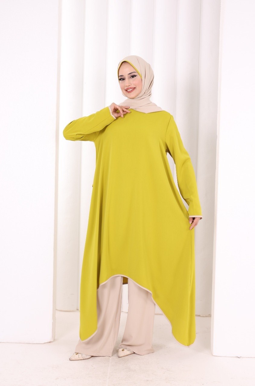 Pantolun Tunik Şal Takım Yağ Yeşili 