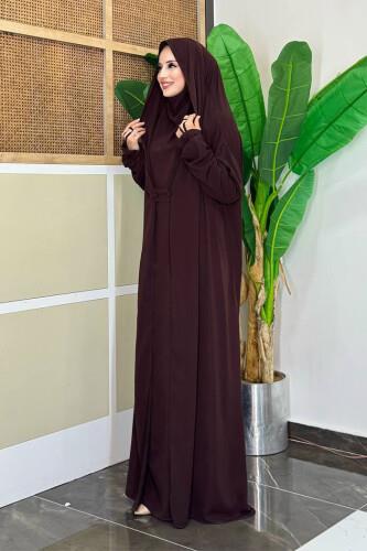 Peçeli Sufleli Cilbab Kahverengi 