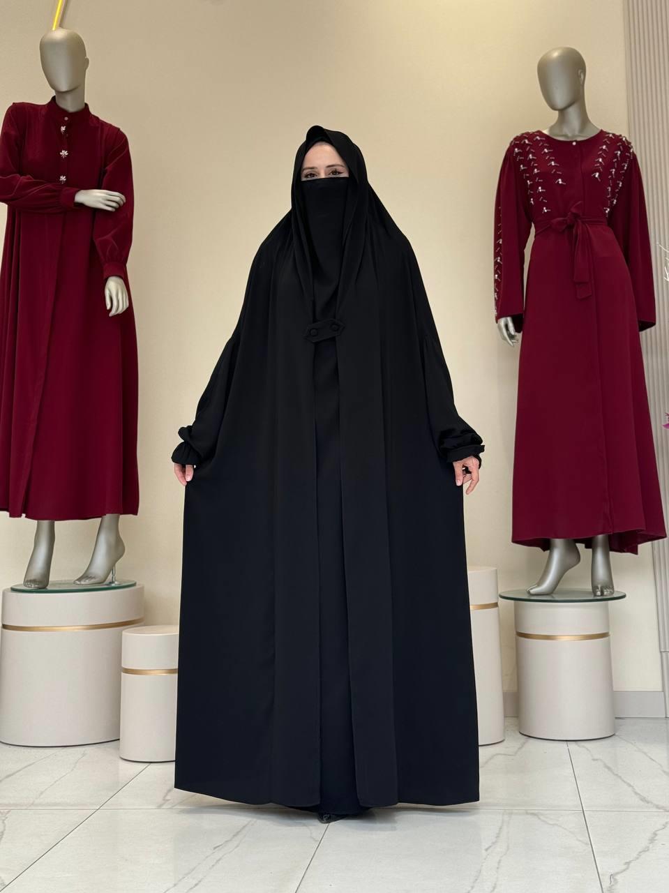 Peçeli Sufleli Cilbab Siyah