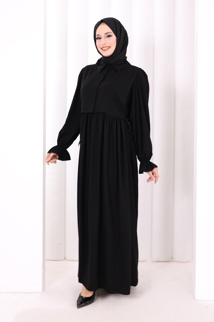 Pelerinli Elbise Siyah