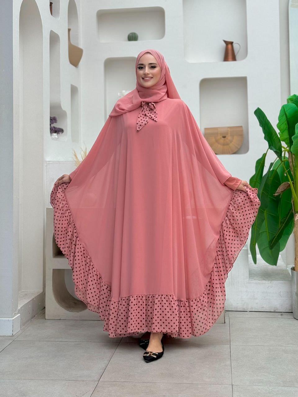 Pudra Pelerinli Elbise Takim