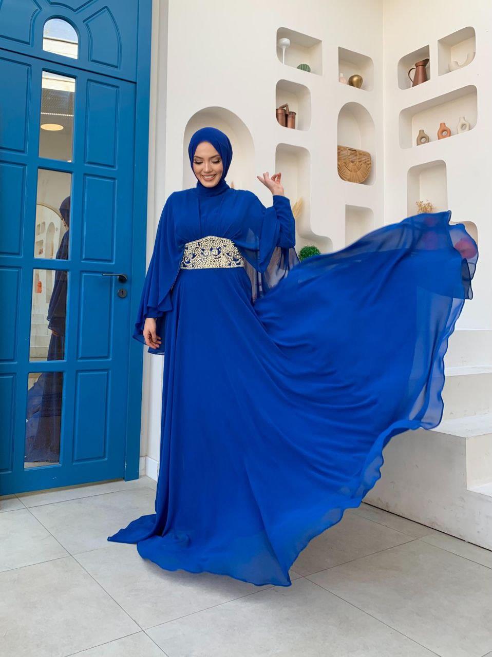 Şifon Abiye Elbise Saks