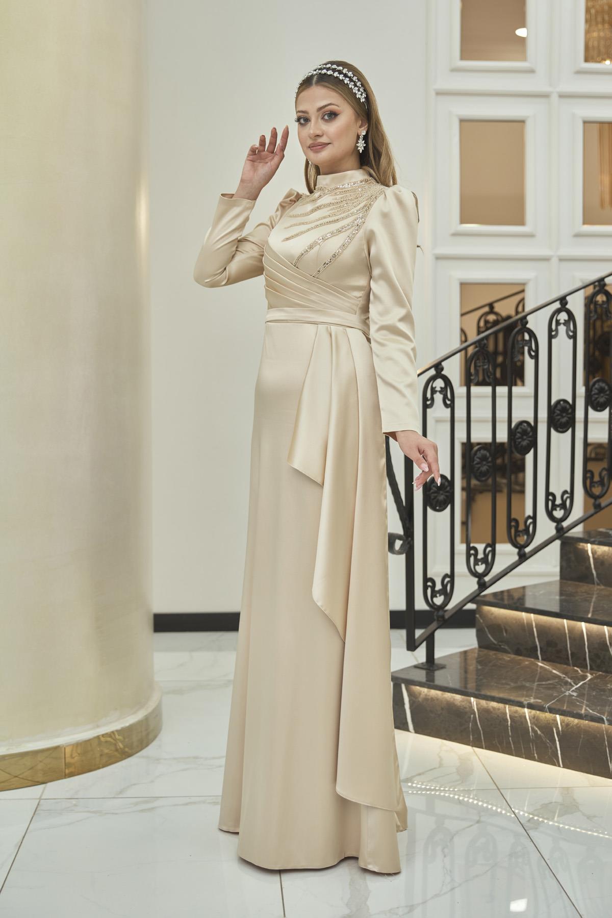 Sırma Tesettür Abiye Gold