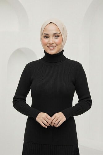 Fuşya Balıkçı Yaka Triko Kazak 