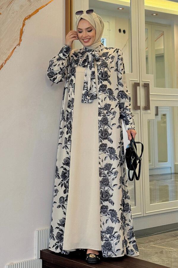 Taş Boyundan Bağcıklı Abaya ElbiseTakim