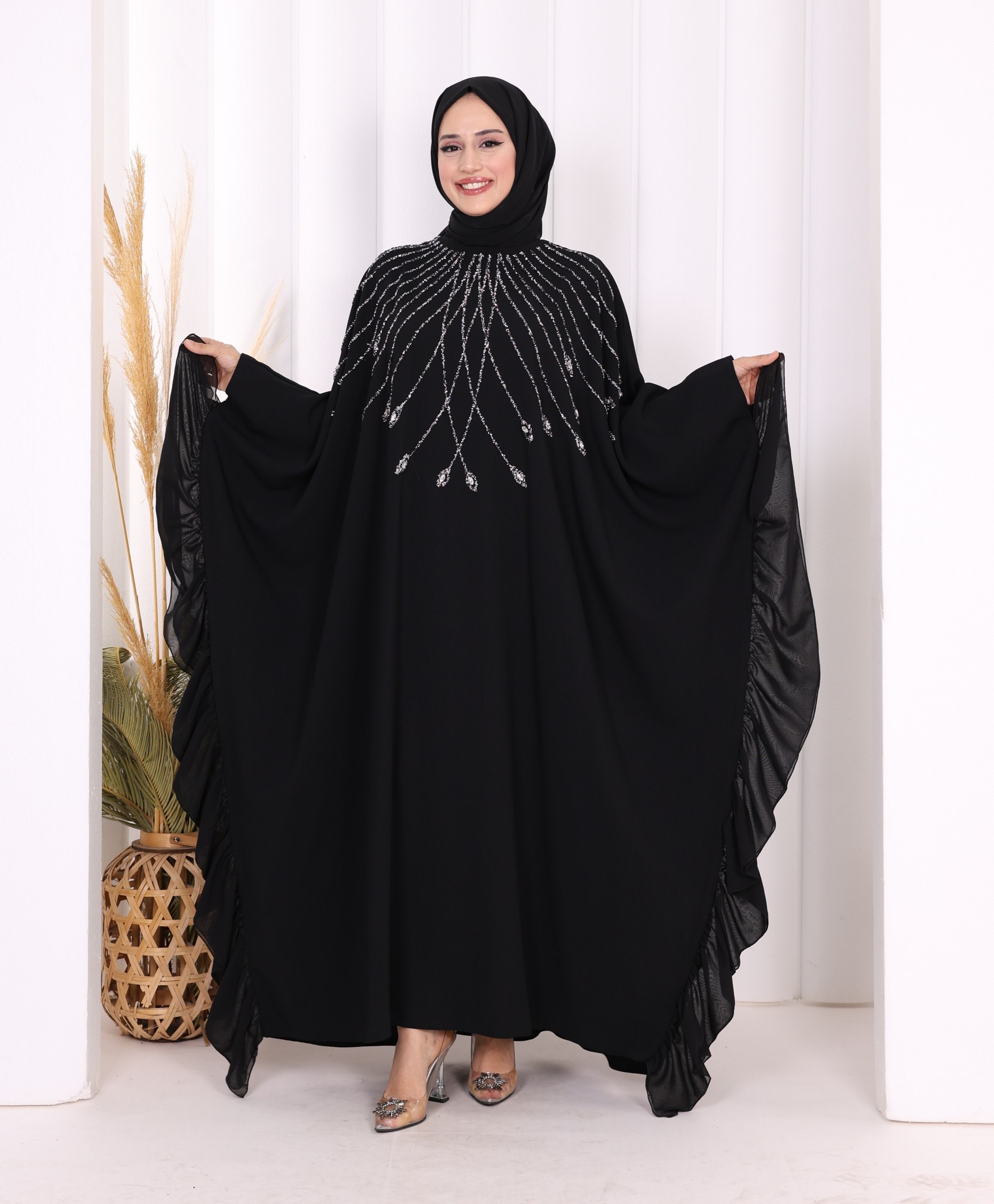 Taş Detaylı Elbise  Siyah