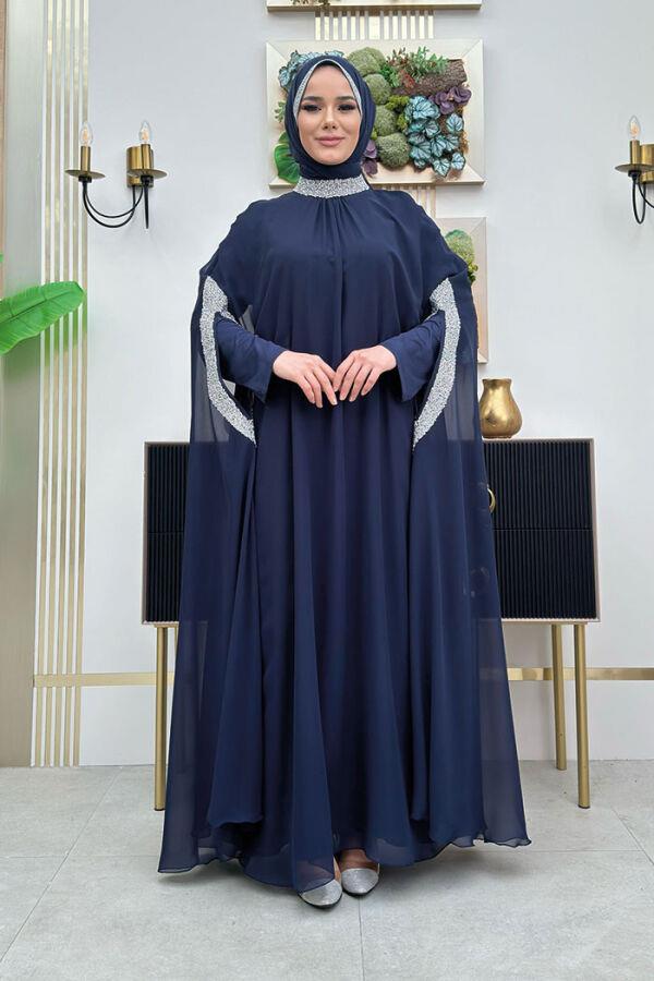 TAŞ İŞLEMELİ PELERİN TAKIM LACİVERT 