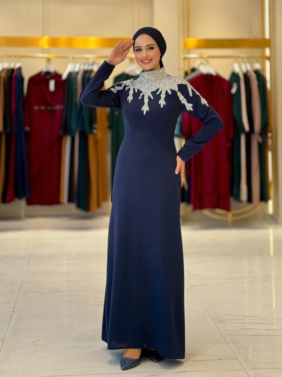 Taşlı Abiye Lacivert