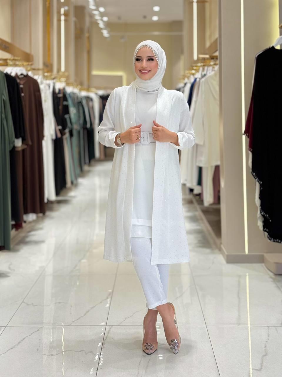 İşlemeli Abiye Elbise ve Şal Takım Ekru