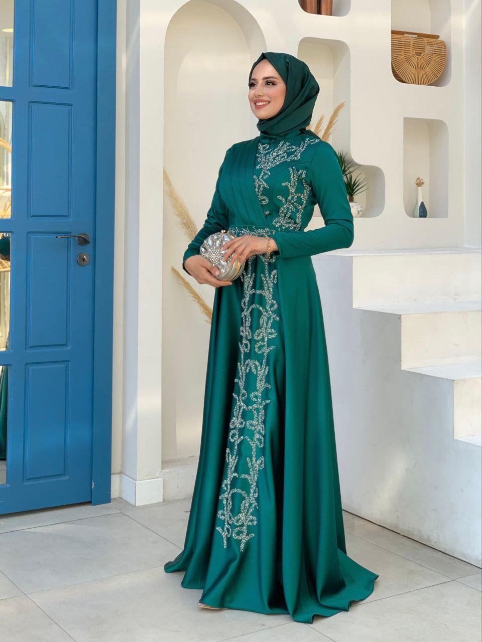 Taş Detaylı Elbise Vizon