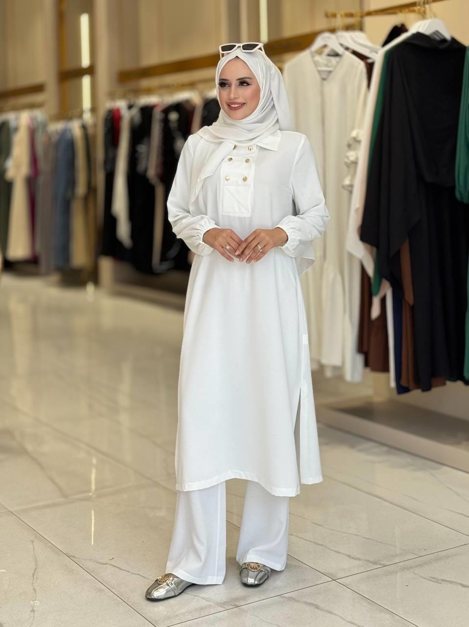 Tunik Pantolon İkili Takim Ekru