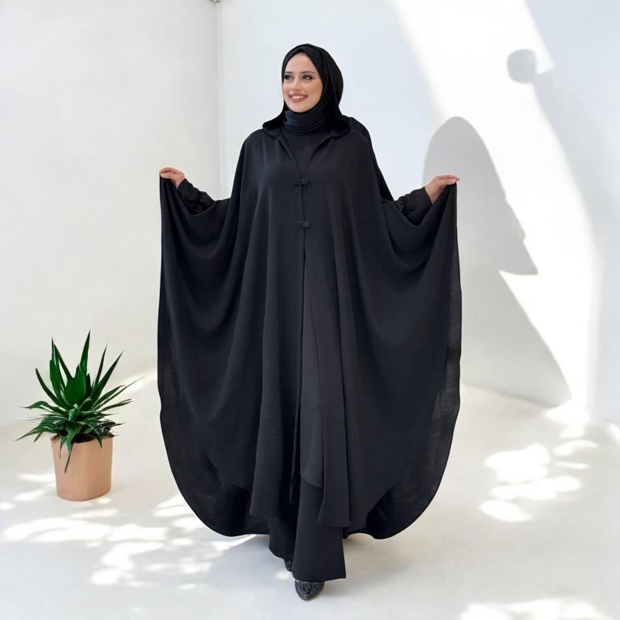Tunik, Pantolon ve Abaya Üçlü Takım Siyah