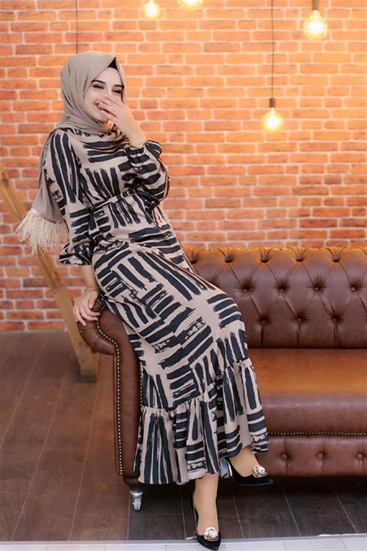 Yeni Sezon Vizon Zebra Desenli Elbise Modelleri