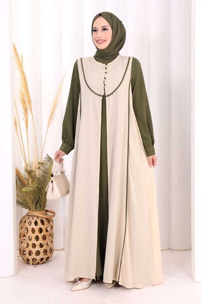 Yelekli Elbise Takım Haki