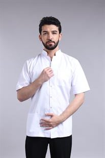 Hakim Yaka Erkek Beyaz Önlük
