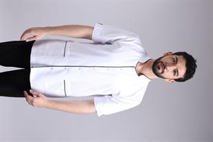 IRMAK Siyah Biyeli Kısa Kol Erkek Beyaz Önlük