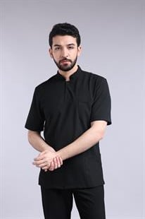 Ön Çıt Çıtlı  Erkek Sıyah Önlük