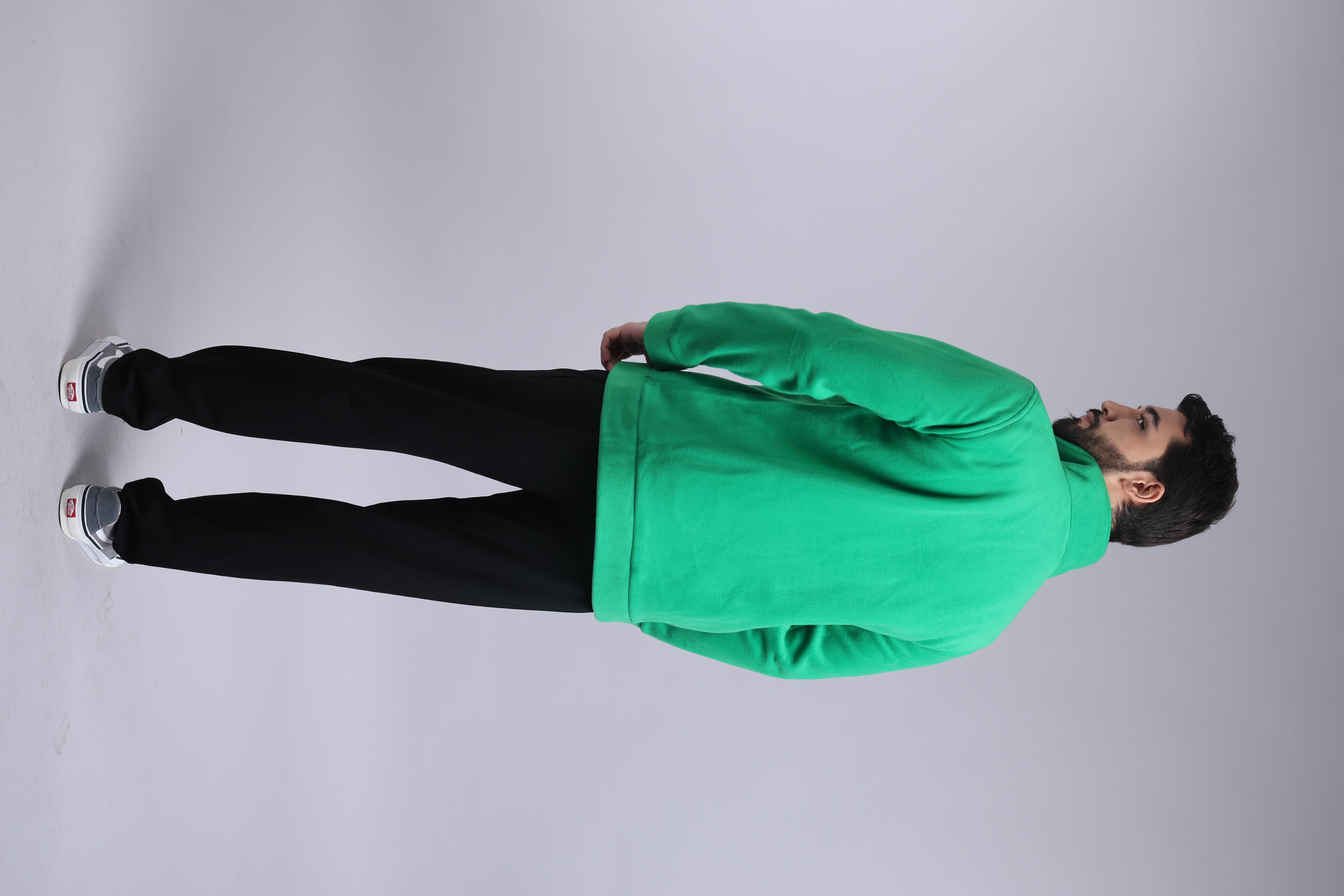 Unisex Ön Fermuarlı Yeşil Polar 